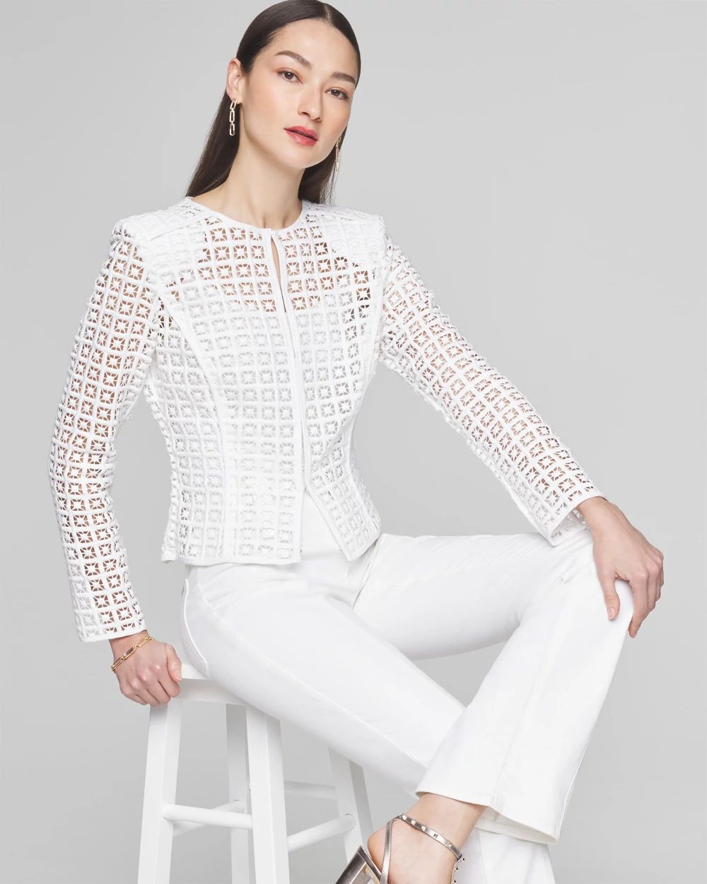 Openwork Geo Lace Jacket | White House Black Market